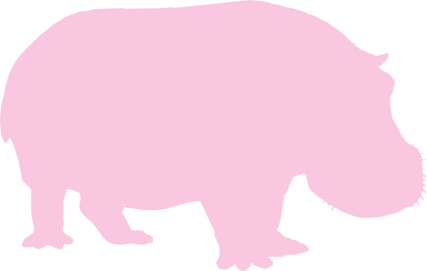 Baby Pink Hippo Clip Art At Clker - Graue Flusspferd-silhouette Karte (600x382)