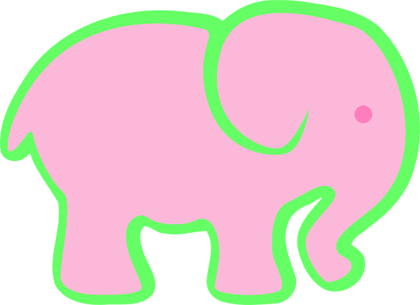 Pink And Green Elephant Clip Art - Pink Elephant Clip Art (600x436)