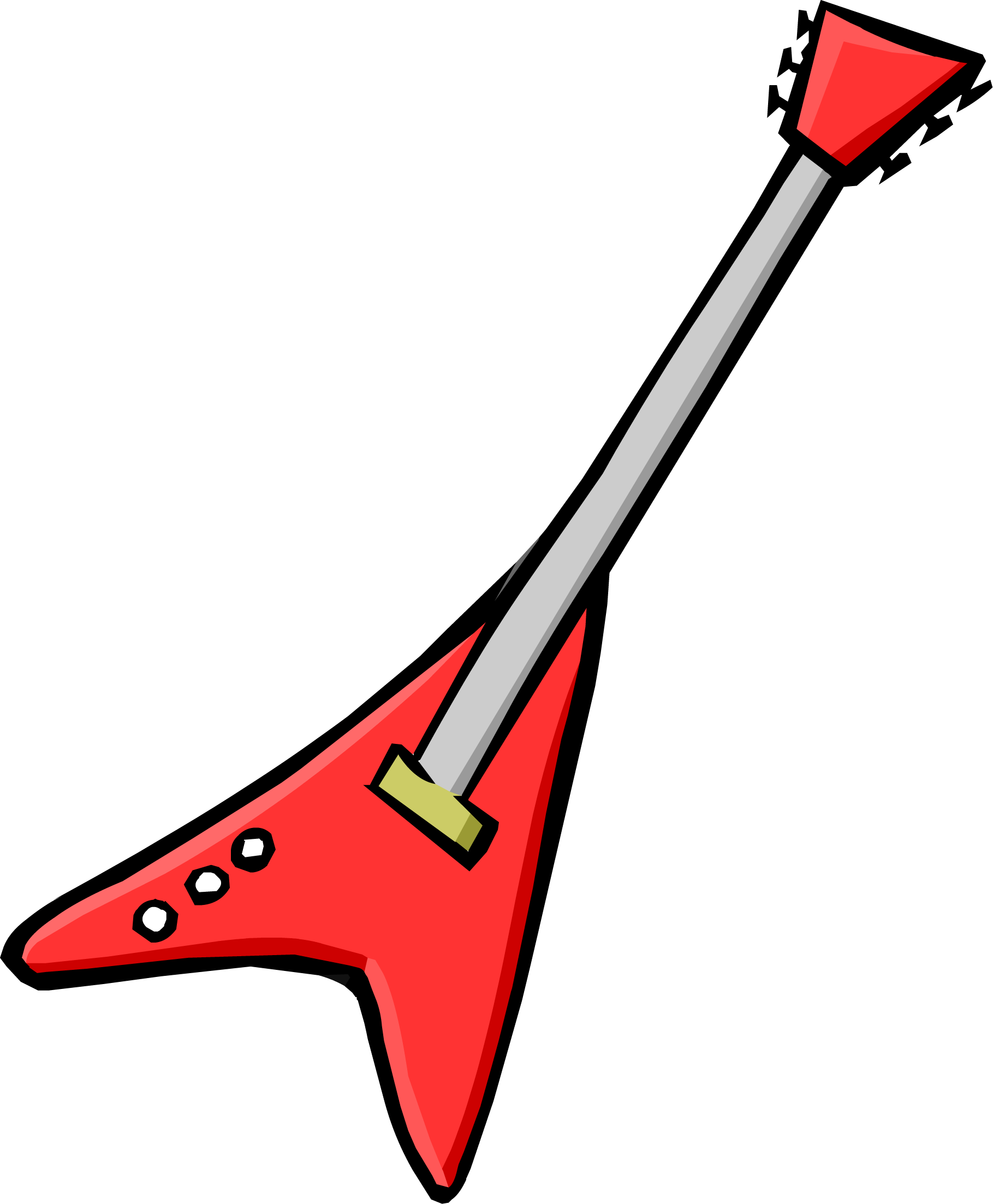 Red Electric Guitar - Club Penguin Electric Guitar (1819x2206)