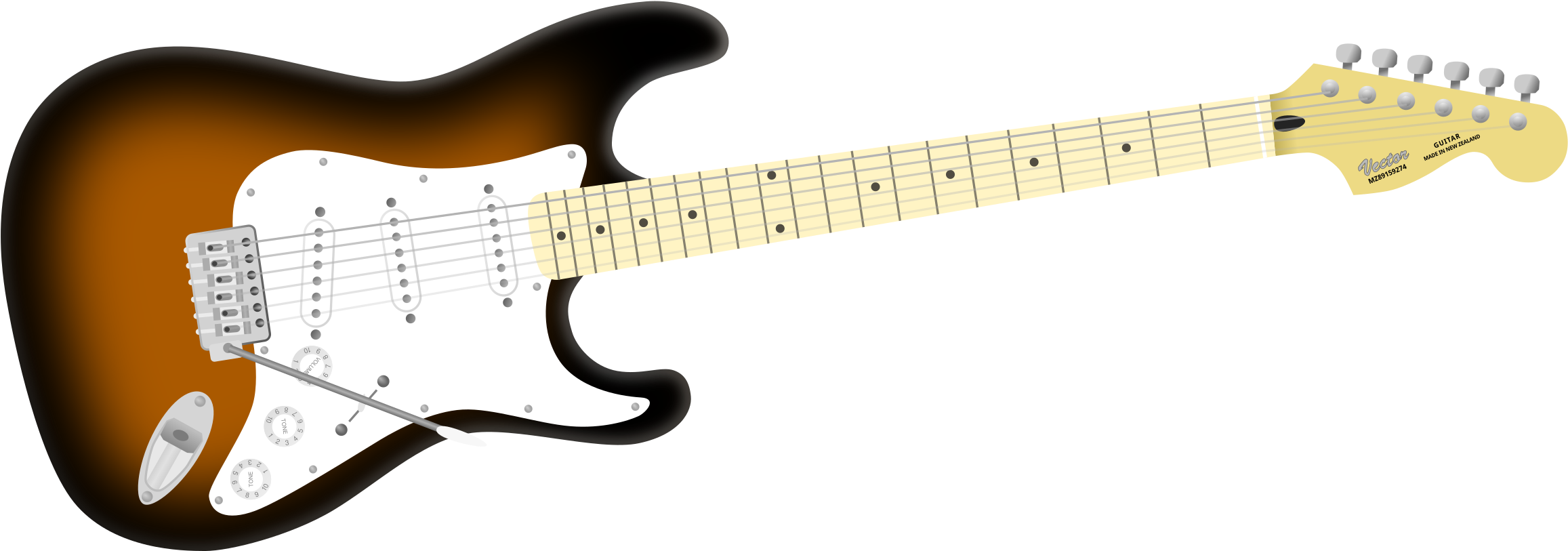 Electric Guitar - Fender Stratocaster Mim Sunburst (2400x945)
