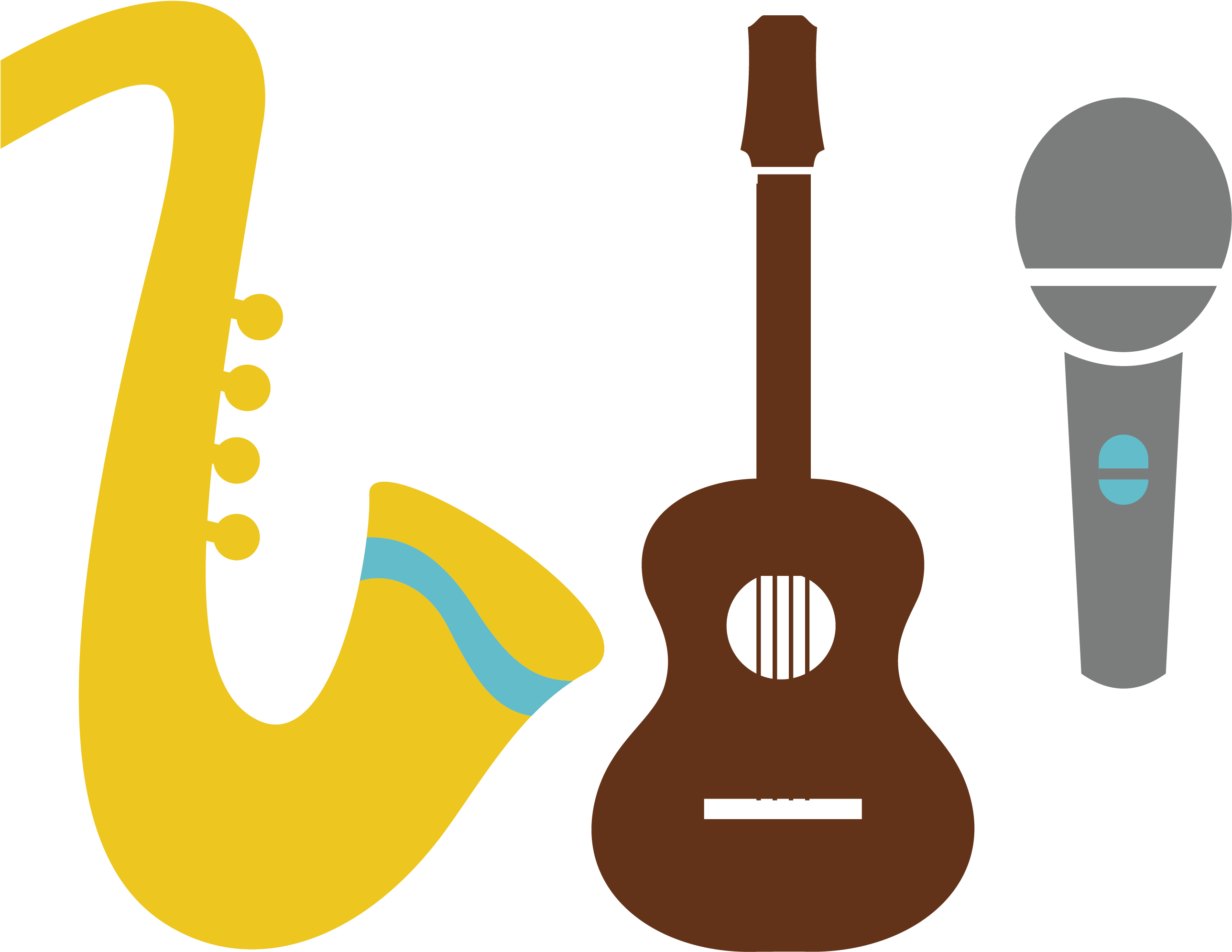 Acoustic Guitar Microphone Clip Art - Saxophone And Guitar (3113x2459)