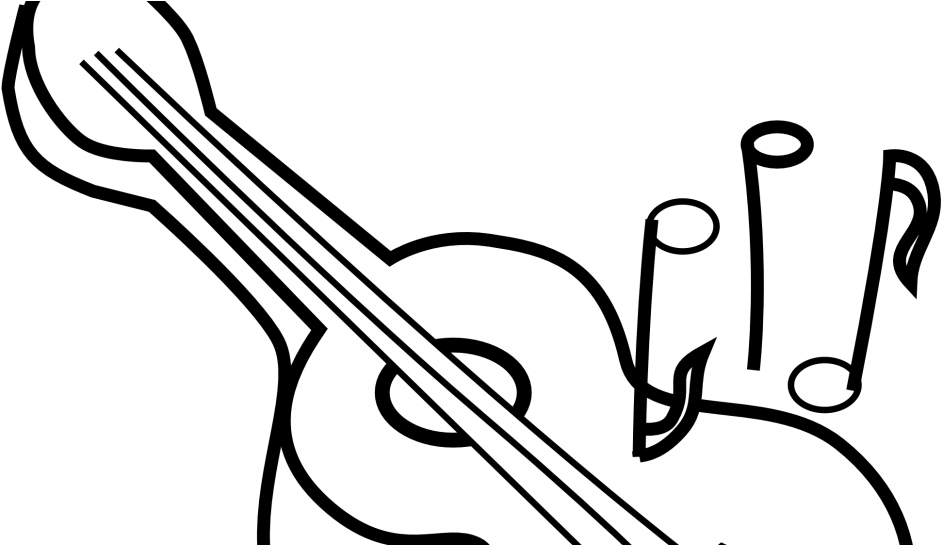 Acoustic Guitar Coloring Pages Printable Best Free - Guitar Clipart Black And White (960x544)