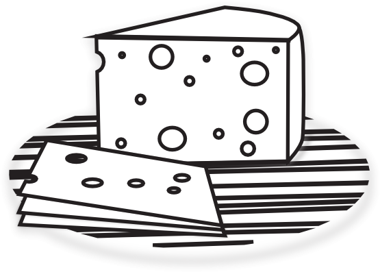 Cheese Black And White Clipart (555x397)