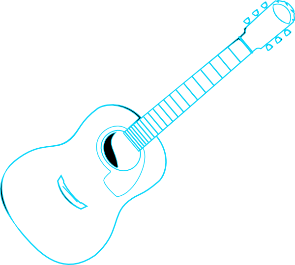 Guitar Outline Blue Clip Art - Guitar Clipart Png Blue (600x540)
