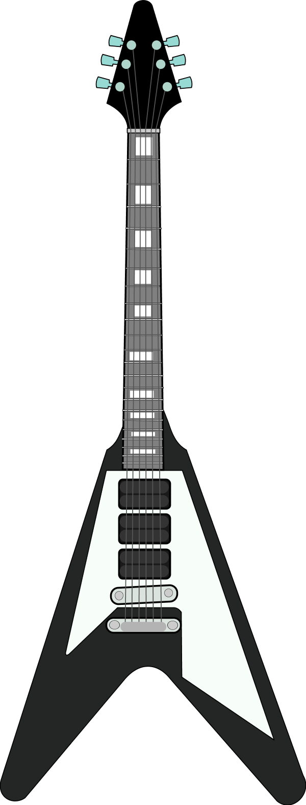 Psonst Guitar Pick Clip Art Black And White Images - Flying V Guitar Vector (600x1577)