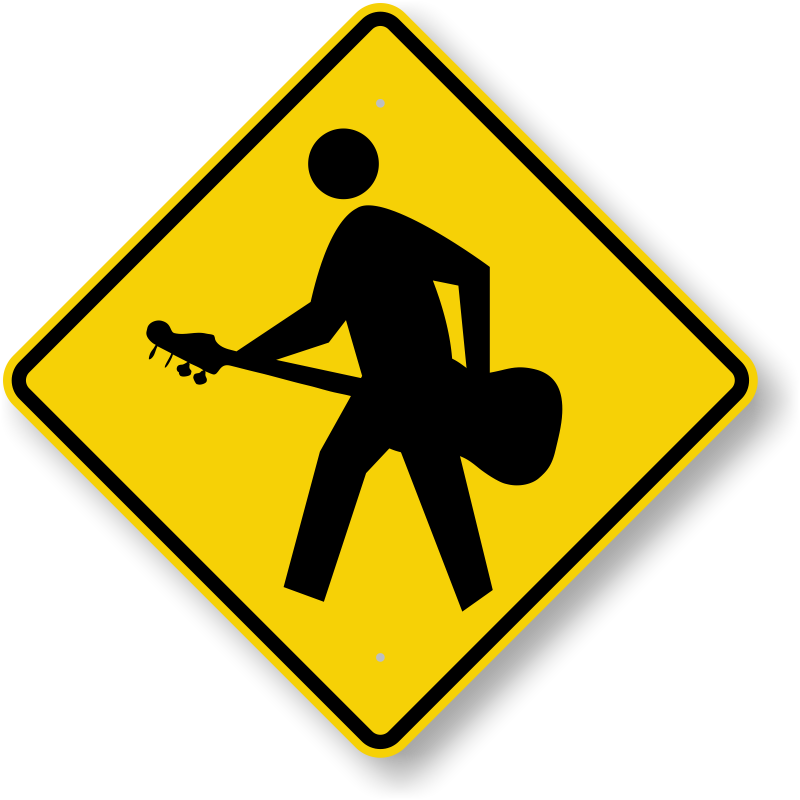 Guitar Player Crossing Sign - Winding Road Ahead Sign (800x800)