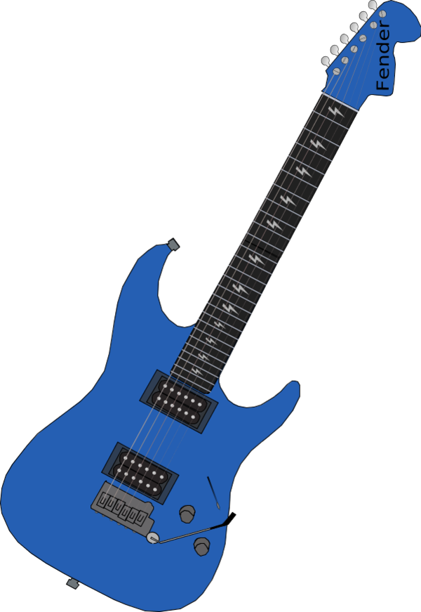 Blue Guitar Clipart - Electric Guitar Clip Art (600x871)