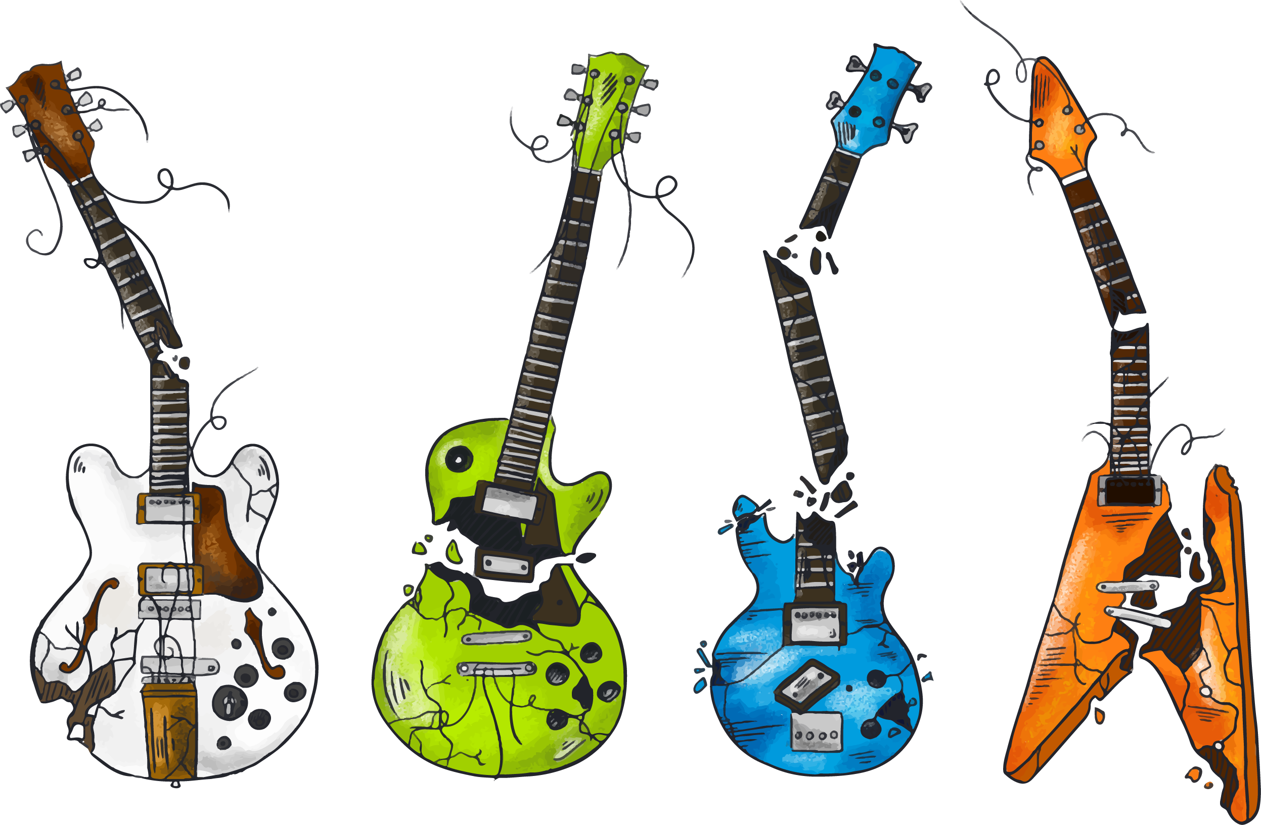 Ukulele Bass Guitar Illustration - Guitar (2494x1633)