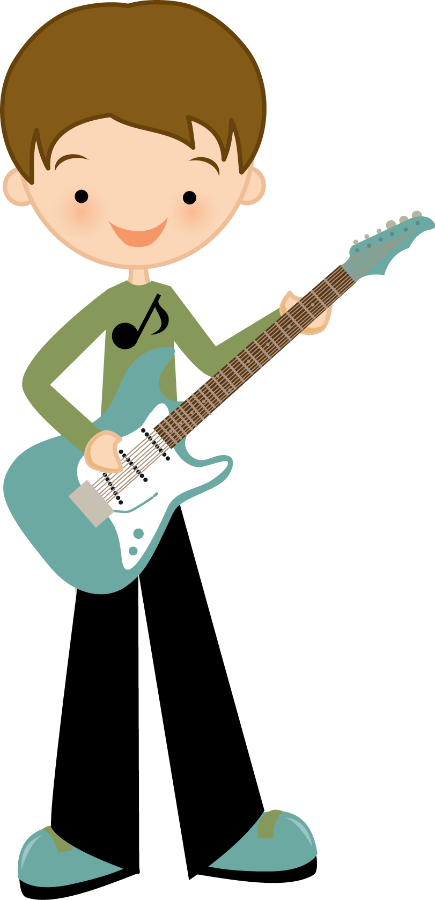 Niños - Play The Guitar Flashcard (435x900)