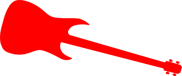 Red Guitar Silhouette Clip Art - Red Guitar Silhouette (600x251)