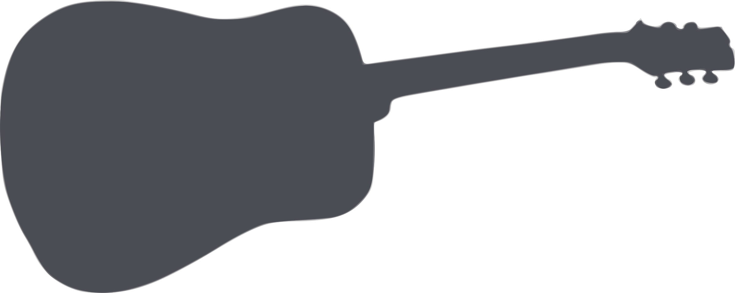 Silhouette Musique 12 - White Guitar Silhouette Png (2400x957)