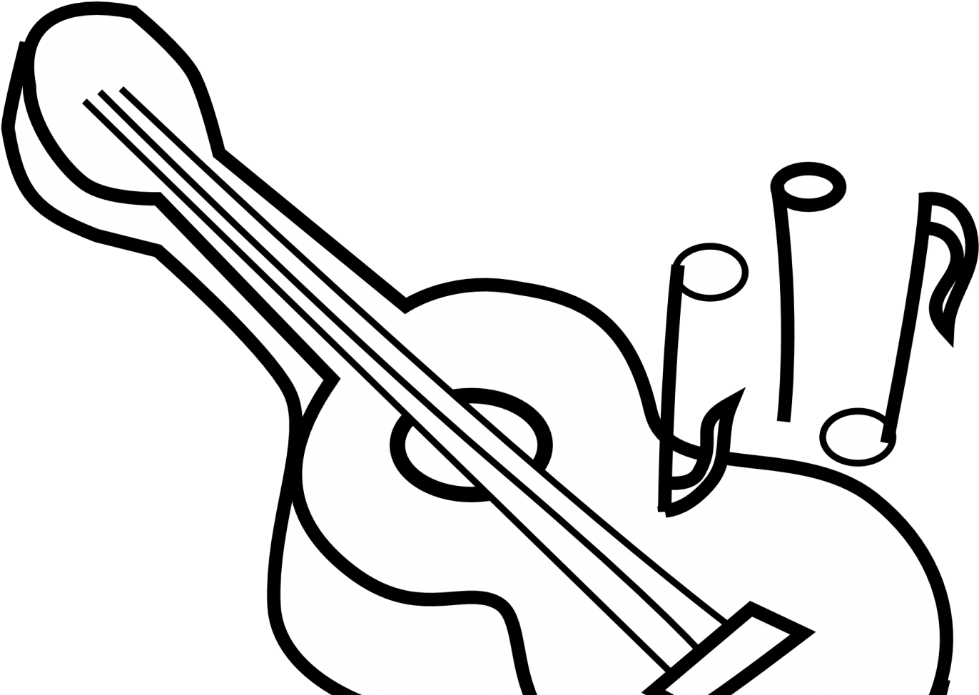 Acoustic Guitar Coloring Pages Printable Best Free - Guitar Clipart Black And White (1400x1050)