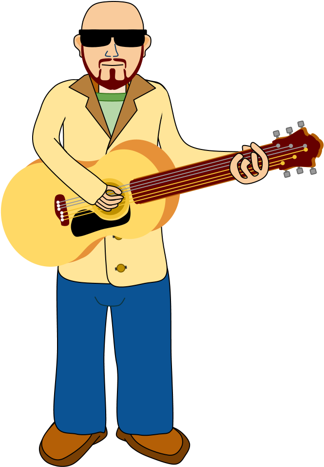 Acoustic Guitar Guitarist Clip Art - Guitar Player Cartoon Png (682x980)