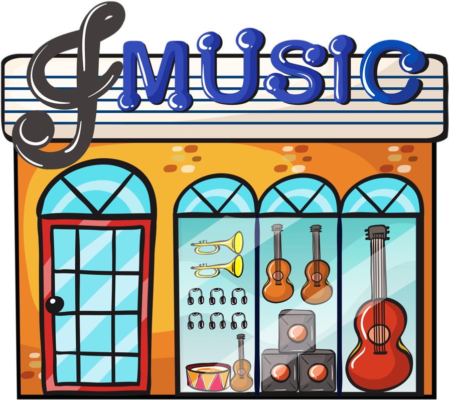 Casas, Palácios E Etc - Drawing Of Music Store (1024x885)