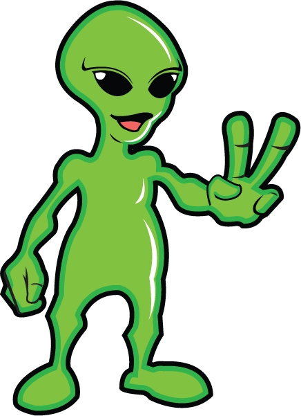 Fantasy Sci-fi Aliens And Outer Space Green - Alien Clip Art (436x601)