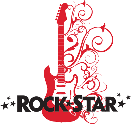 Rock Star With Embellished Guitar Wall Decal - Rock Star Decal (451x451)