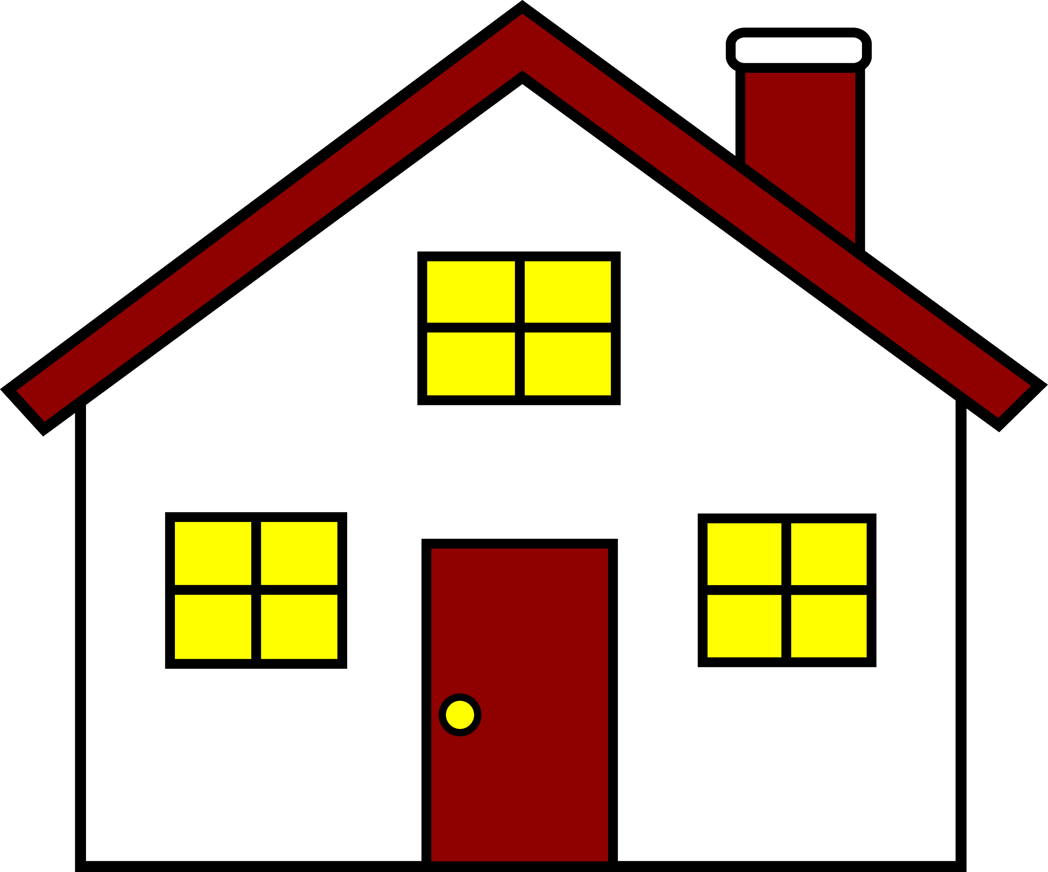 Home - House With Windows Clipart (3583x2982)