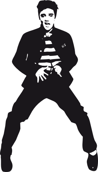 Elvis - Guitar - Clipart - Black - And - White - Elvis Presley Silhouette (430x749)