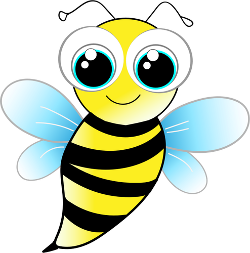 Bee Wasp Funny Cute Insect Yellow Bee Bee - Big Eyed Bee (494x500)
