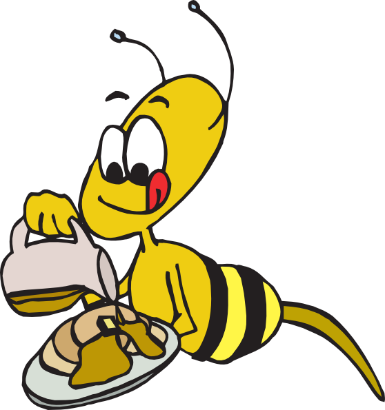 Bee Eating Honey Cartoon (1202x1280)