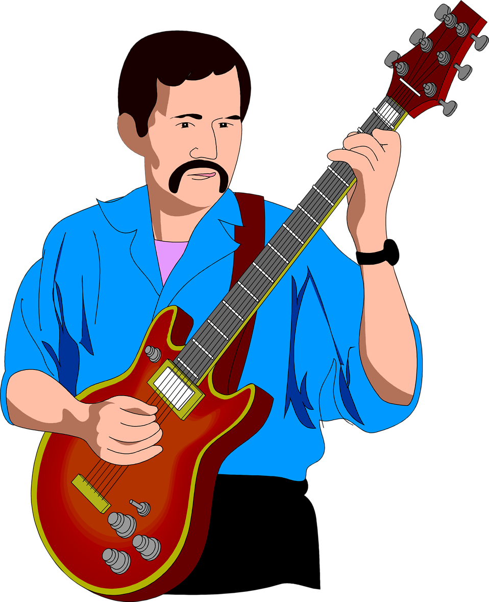 Free Playing Guitar Clipart Image - Man Playing Guitar Clipart (958x1178)