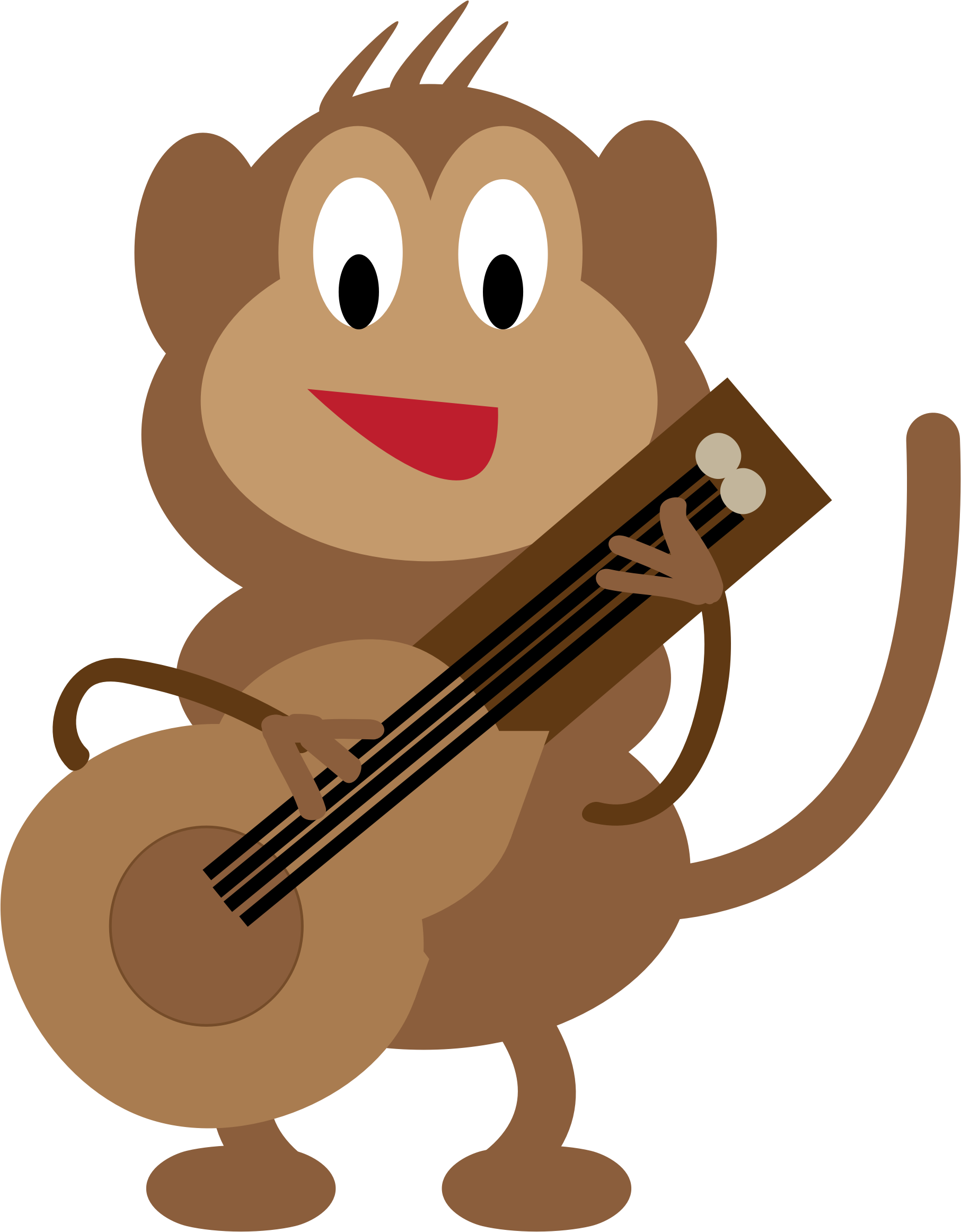 Big Image - Monkey Playing Guitar Shower Curtain (1813x2323)