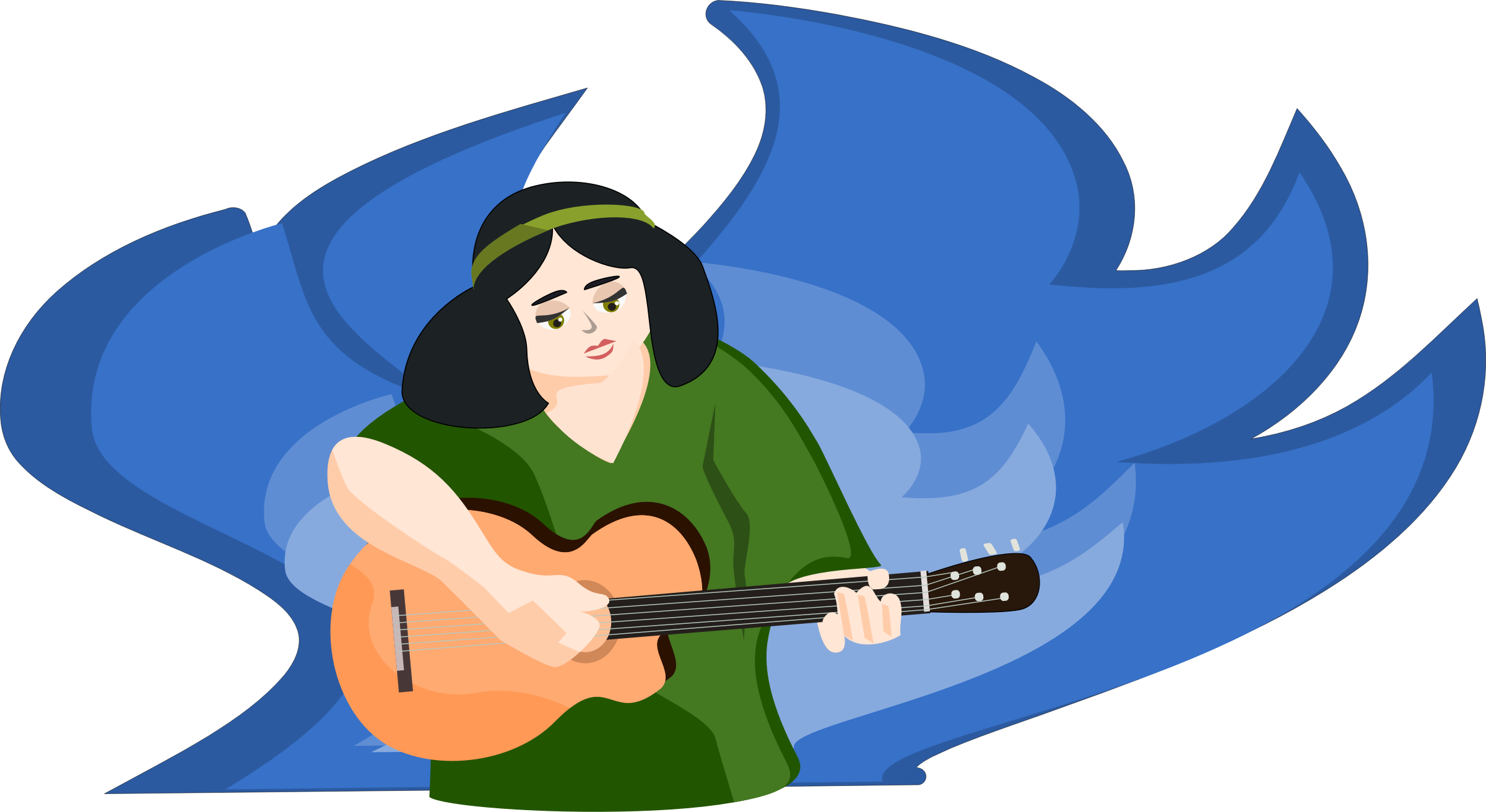 Bard Woman Playing Gitar - Clip Art (2400x1312)