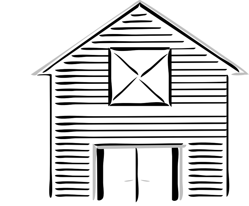 Barn Outline Free Vector Graphic Barn High White Front - Barn Outline Clip Art (868x720)