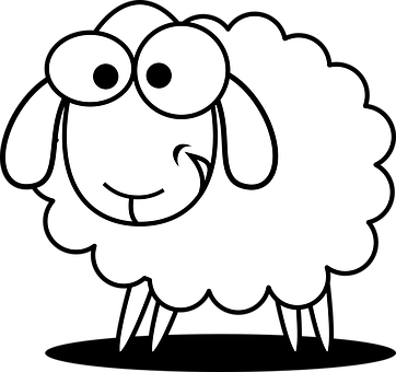 Sheep Animal Farm Agriculture Cute Funny S - Sheep Clipart Black And White (362x340)