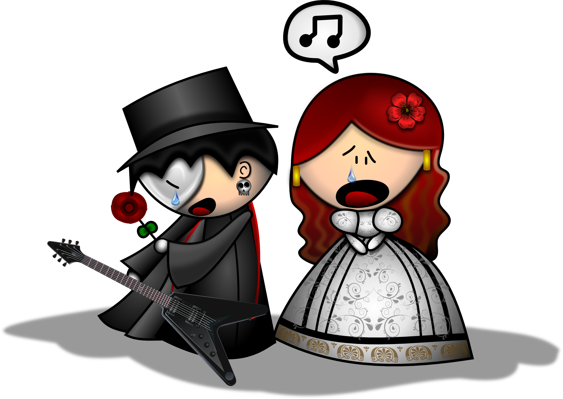 Mann Frau Oper Phantom Chant E Gitarre Lie - El Fantasma De La Opera Dibujo (1920x1363)