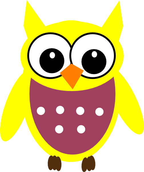 Yellow Owl Clip Art At Clker - Cute Drawings Uil (504x599)