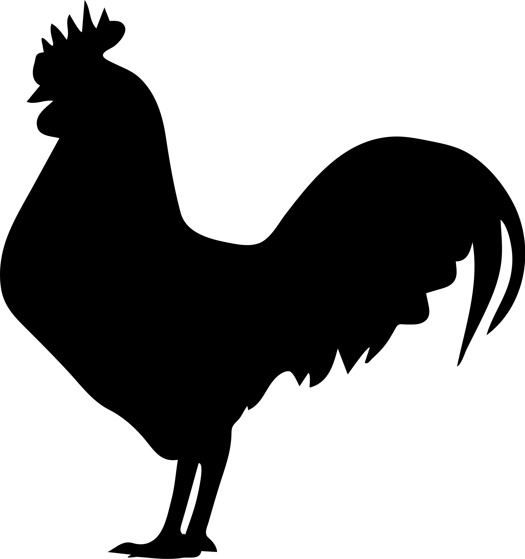 Filerooster Silhouette - Rooster Silhouette (2000x2129)