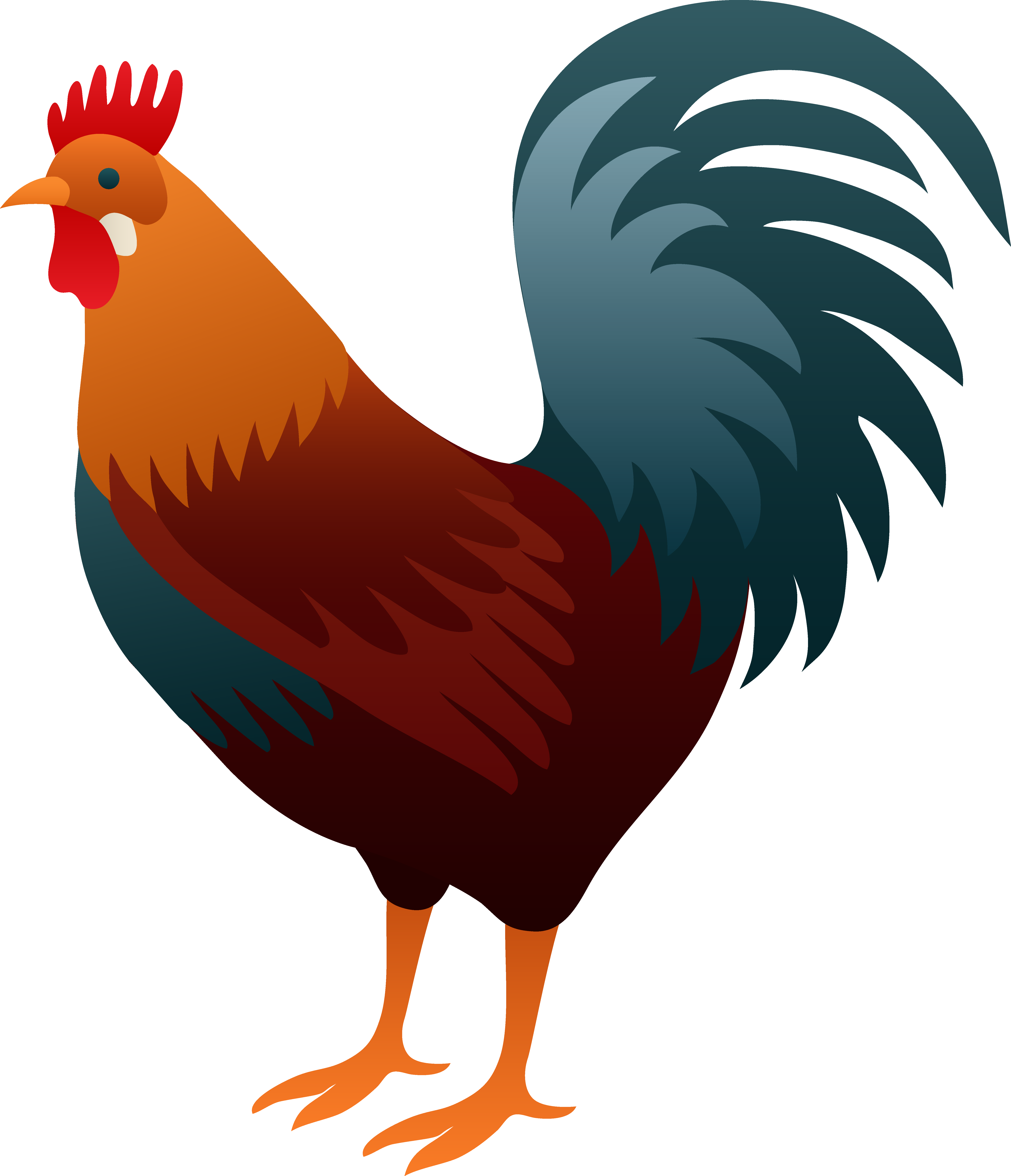 Colorful Rooster Clip Art - Rooster Clip Art (5822x6773)