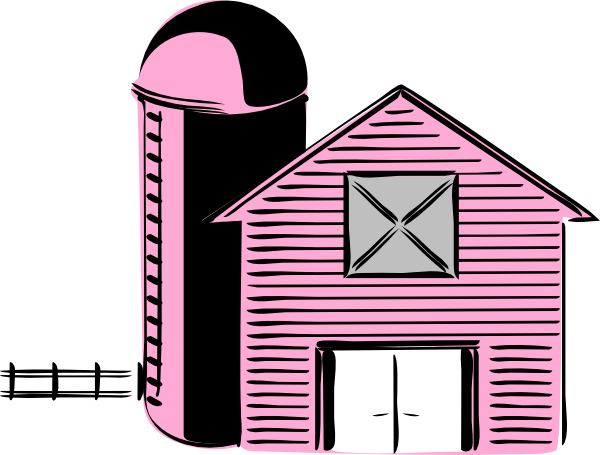 Farm Black And White Drawing (600x455)