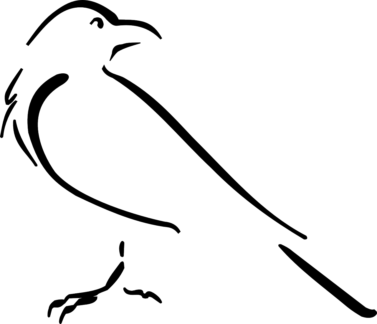 Outline Of Hand - Crow Outline (1280x1100)