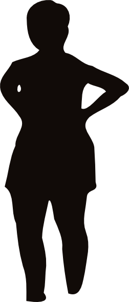 Woman Silhouette Hands In Waist Clip Art - Fat Man Silhouette Png (252x589)