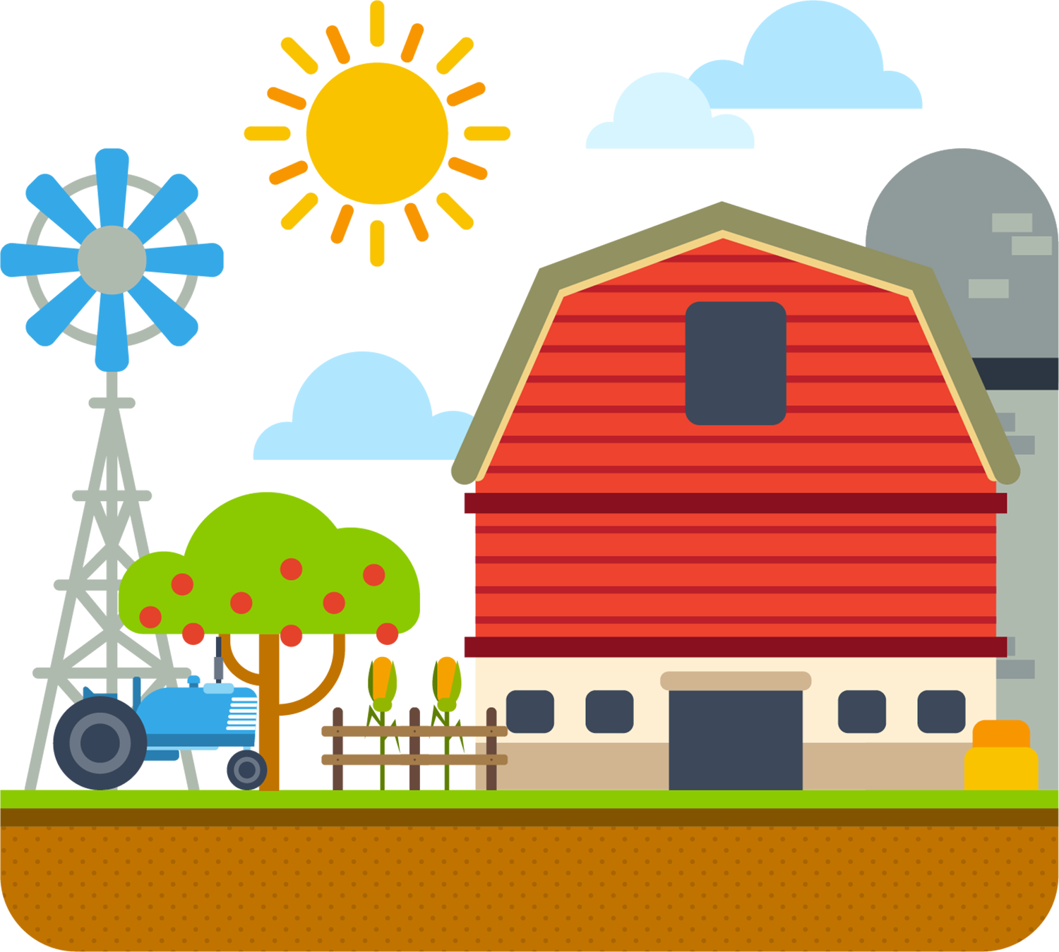 Farm Agriculture Landscape - Molino De Granja Animado (1500x1349)