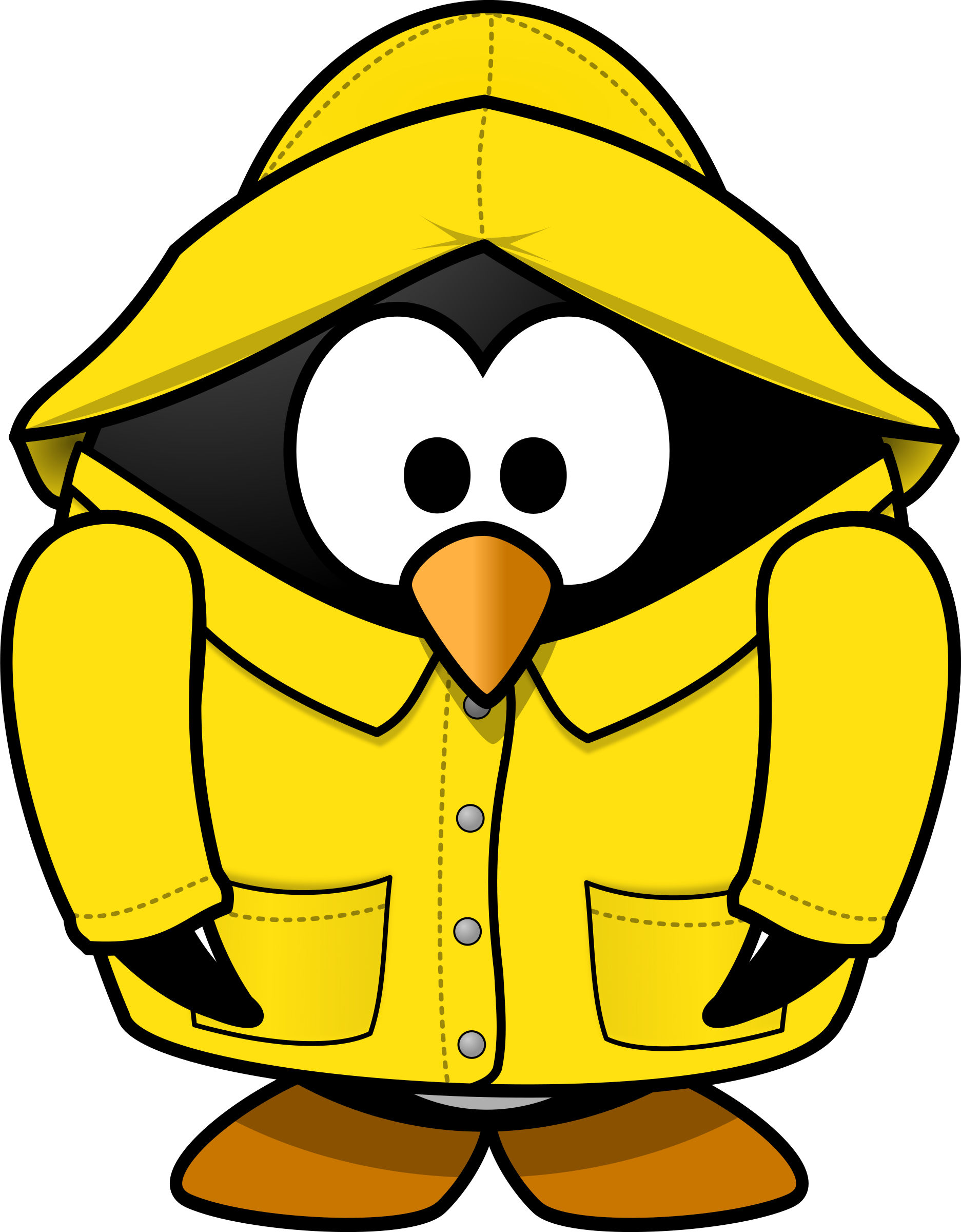 Clip Art Wet Bird Clipart Penguin In The Rain - Raincoat Clipart (1873x2400)