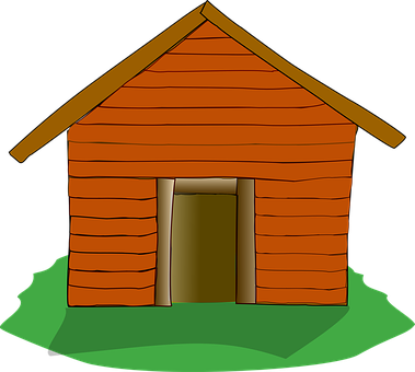 Log Cabin Settlers Cabin House Home Rustic - Three Little Pigs Wood House (379x340)
