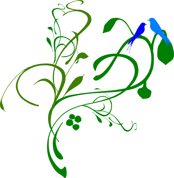 Blue Birds On A Vine Clip Art At Clker - Enchanted Forest Clip Art (582x595)
