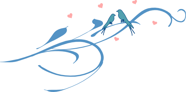 Blue Love Birds On A Branch Svg Clip Arts 600 X 298 - Swirl Clip Art (600x298)