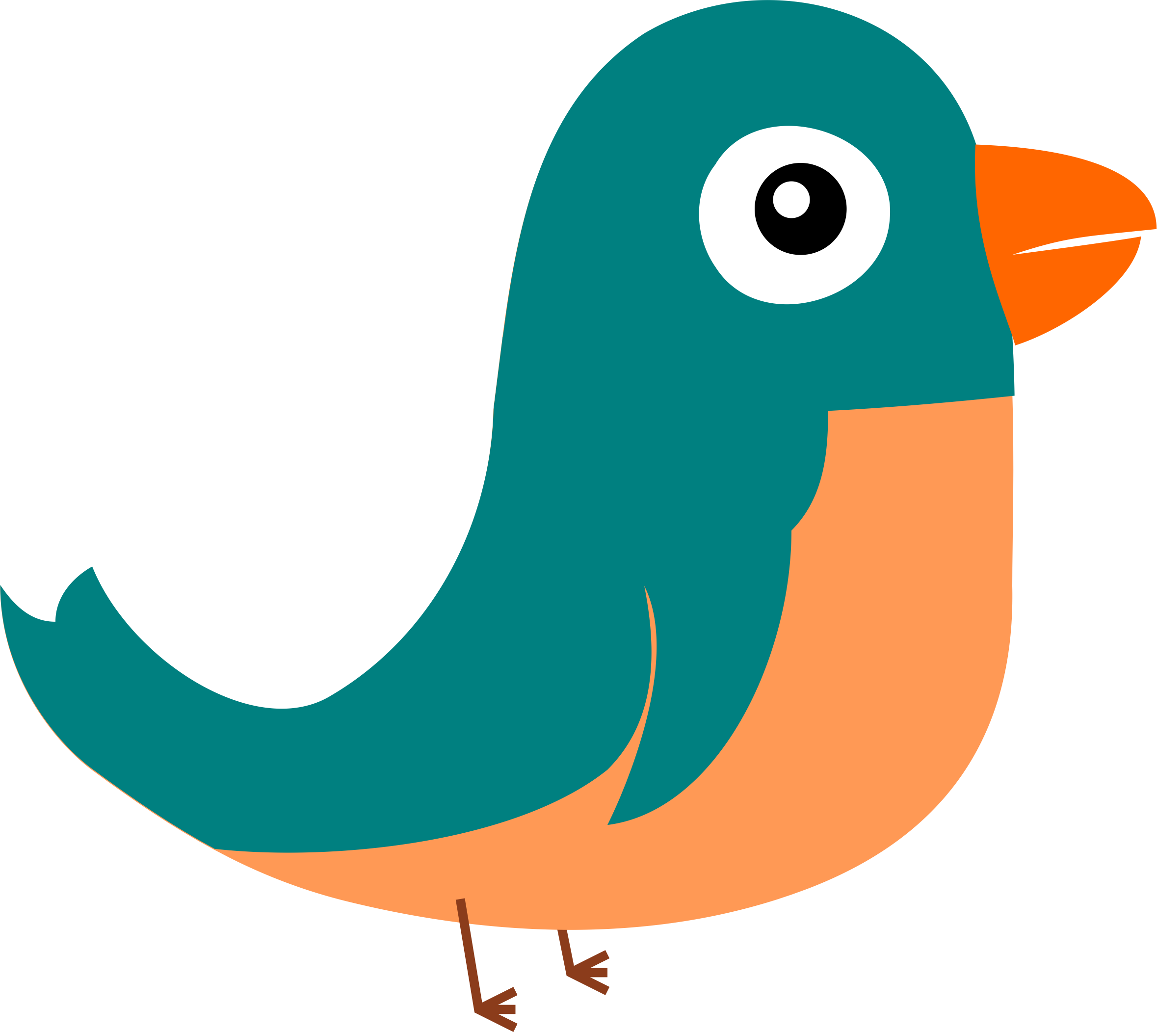 Clipart Birdie - Flat Bird Png (2358x2103)