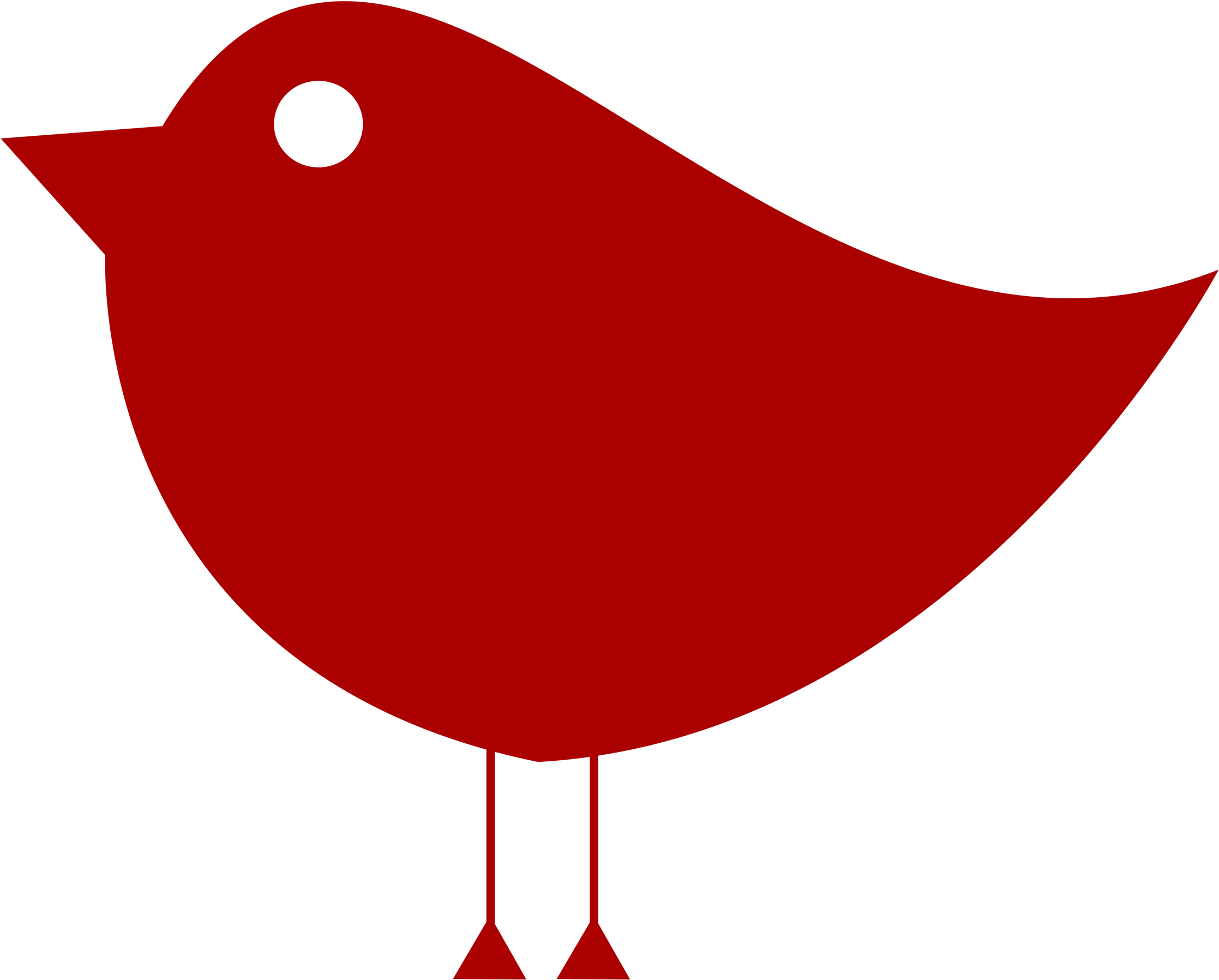 Simple Birdie Bird One Color Flat - One Color Clip Art (2400x2400)