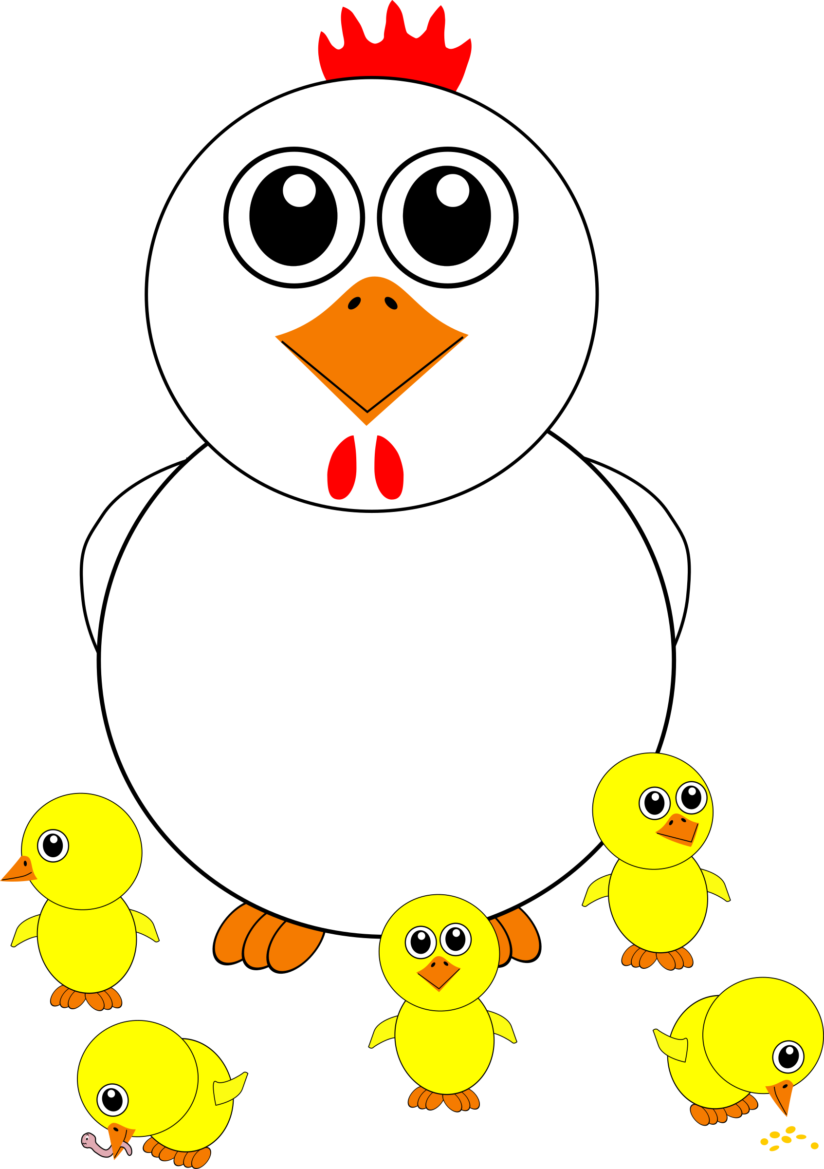 Free Funny Chicken And Chicks Cartoon - Chicken With Chicks Cartoon (1693x2400)