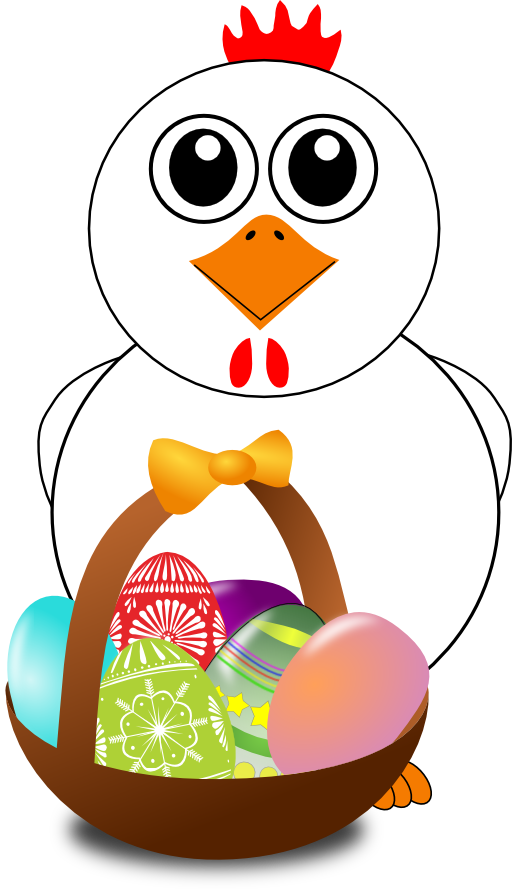 Free Funny Chicken With A Basket Full Of Easter Eggs - Animasi Gambar Kartun Ayam Dan Manusia (512x889)