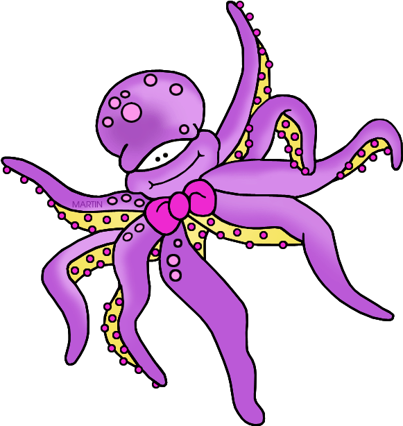 Animals Clip Art By Phillip Martin, Octopus - Sea Creatures Clip Art (648x637)