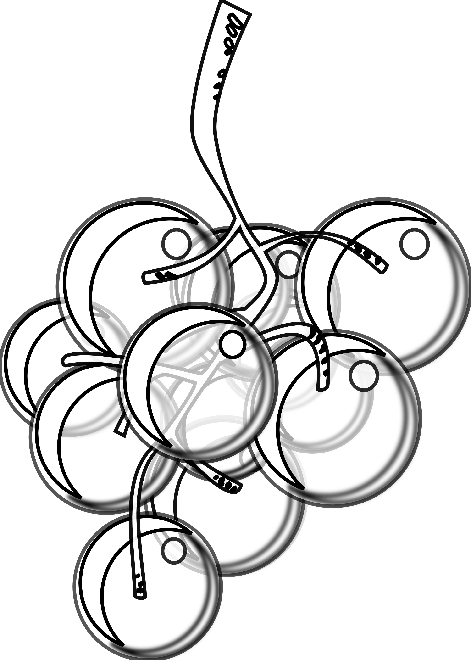 Grapes - Clipart - Black - And - White - Grape Sketch Png (1969x2758)