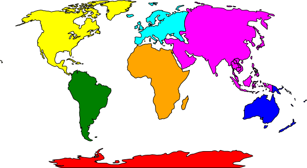 Antarctica Map Clip Art - World Map No Labels (600x328)