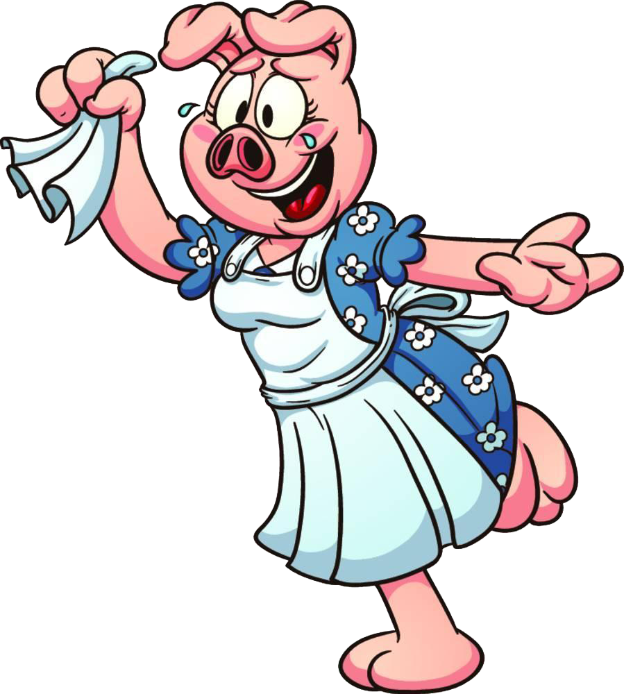 Cartoon Domestic Pig Clip Art - Girl Cartoon Pig (899x1000)