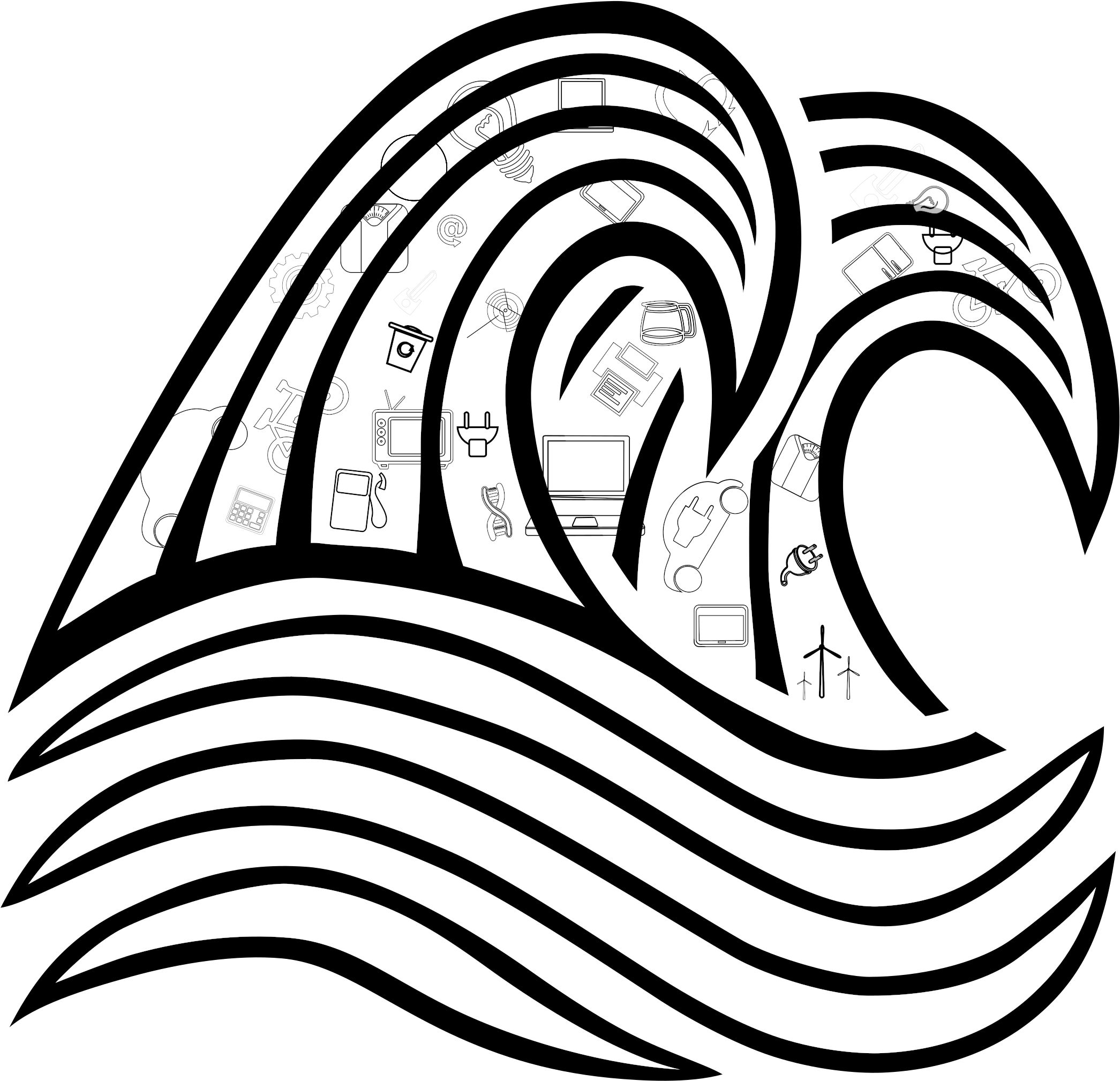 Wave Of Iot - Wave Breaking Line Art (2400x2255)
